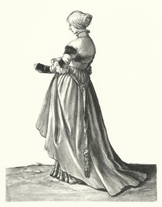 Kostyme til en kvinne fra Basel (gravering) av Hans (after) Holbein the Younger