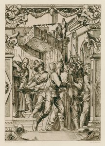 Jesus Kristus, Pilatus vasker hendene (gravering) av Hans (after) Holbein the Younger