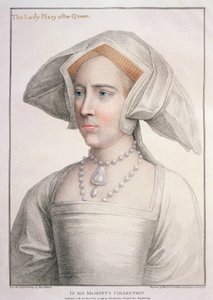 Mary Tudor (1516-58) gravert av Francesco Bartolozzi (1727-1815) (gravering) av Hans (after) Holbein the Younger