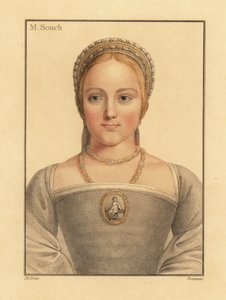 Mary Zouch, dame som venter på Jane Seymour., 1812 (gravering) av Hans (after) Holbein the Younger