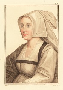 Portrett av ukjent kvinne fra hoffet til kong Henry VIII., 1812 (gravering) av Hans (after) Holbein the Younger