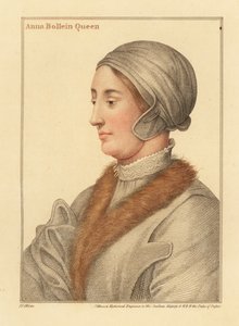 Dronning Anne Boleyn, andre kone til kong Henry VIII av Hans (after) Holbein the Younger