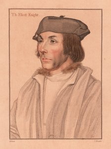 Sir Thomas Elyot , engelsk diplomat og lærd., 1812 (gravering) av Hans (after) Holbein the Younger