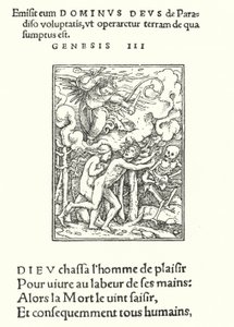The Driving Forth from Eden (gravering) av Hans (after) Holbein the Younger