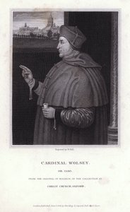 Thomas Wolsey , engelsk politiker, erkebiskop og kardinal av den katolske kirke (gravering) av Hans (after) Holbein the Younger