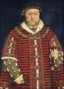 Henri VIII - Portrett av kong Henry VIII av England par Holbein, Hans, den yngre, verksted til . Olje på tre, størrelse: 93x68 av Hans (school of) Holbein