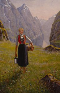 Dairymaid (olje på lerret) av Hans Andreas Dahl