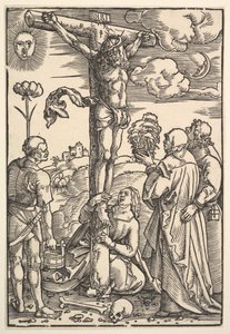 Kristus på korset med jomfruen og de hellige Longinus, Maria Magdalena og Johannes, 1505. av Hans Baldung
