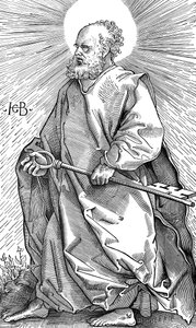 St Peter holder sitt symbol på en nøkkel, c1490-1550