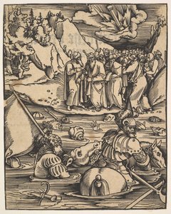 Egypterne krysser Rødehavet, fra Das Buch Granatapfel, 1511. av Hans Baldung