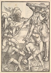 The Raising of the Cross, verso: The Raising of the Cross, fra Speculum Passionis Domini ..., 1507. av Hans Baldung