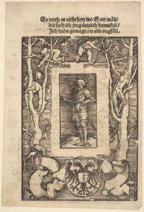 Tittel Border with Man in Armor in Center, 1513. av Hans Baldung