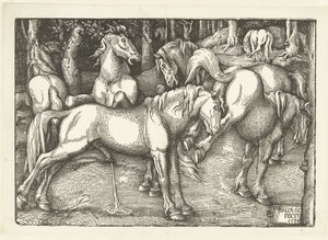 Gruppe på seks kamphester av Hans Baldung Grien
