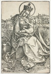 Madonna og barn på en gresskledd benk av Hans Baldung Grien