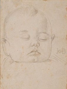 Hodet til en sovende babygutt, en face av Hans Baldung Grien