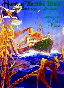 Plakat som reklamerer for Hamburg American Line