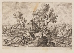 Tavle 14, fra Landskap med scener fra Det gamle og Det nye testamentet og Ovids metamorfoser av Hans Bol