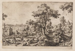 Tavle 17, fra Landskap med scener fra Det gamle og Det nye testamentet og Ovids metamorfoser av Hans Bol