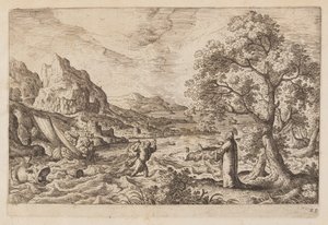 Tavle 22, fra Landskap med scener fra Det gamle og Det nye testamentet og Ovids metamorfoser av Hans Bol