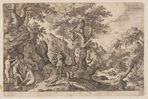 Tavle 29, fra Landskap med scener fra Det gamle og Det nye testamentet og Ovids metamorfoser av Hans Bol