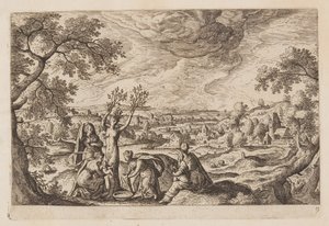 Tavle 9, fra Landskap med scener fra Det gamle og Det nye testamentet og Ovids metamorfoser av Hans Bol