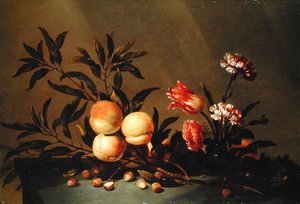 Stilleben med fersken og blomster, 1641