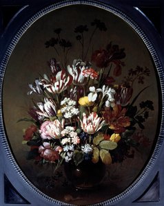Vase med blomster. Maleri av Hans Bollongier (v.1600-ap. 1644), Ec. Hol. Olje på lerret. Dimensjon: 0,83 X 0,68m. Chalon-Sur-Saone, Denon-museet