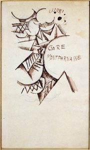 Gare Montparnasse Tegning med kinesisk blekk og blyant av Hans Bolz (1885-1918) 1912 Privat samling av Hans Bolz