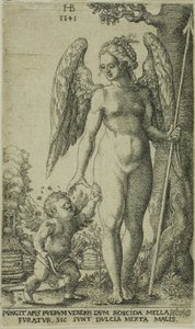 Cupid som bringer og honeycomb til Venus av Hans Brosamer
