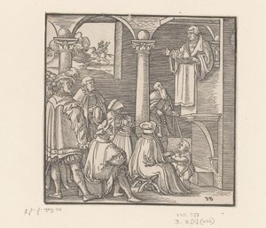 Martin Luther forkynner i en kirke av Hans Brosamer