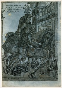 St George til hest, 1508 (chiaroscuro tresnitt) av Hans Burgkmair