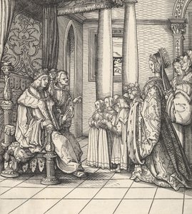 Den hvite kongen mottar sin datter Margaret og barna til kong Philip, fra Der Weisskunig, 1514-16 av Hans Burgkmair
