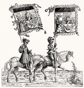 To monterte riddere, fra Maximilians Triumfprosesjon, ca. 1516-18 av Hans Burgkmair