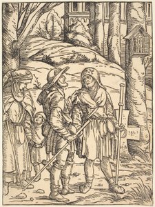 Pilegrimer ved en helligdom ved veikanten av Hans Burgkmair I