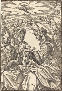Den hellige familie med Saint Anne og Saint Joachim av Hans Burgkmair I