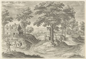 Utsikt over Scheut .s spedalske hus The laserije en route schuet (tittel på objekt) Severdigheter fra Brussel-området (serietittel) av Hans Collaert (I)