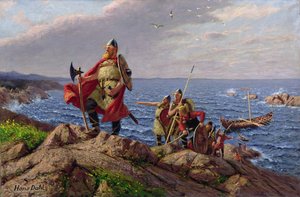 Leif Eriksson Discovers America (olje på lerret)