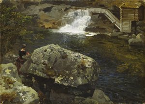 Ved mølledammen av Hans Gude