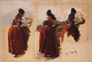 Studier av en kvinne fra Rügen av Hans Gude