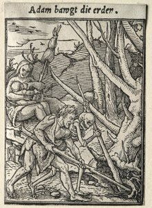 Dødedansen: Adam Tilling the Ground. av Hans Holbein
