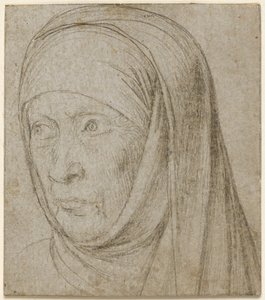 Hodet til en gammel kvinne, ca. 1500. av Hans Holbein