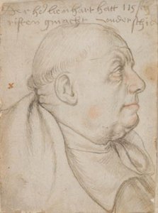 Portrett av kalligrafen Leonhard Wagner, med kallenavnet Würtslin, munk av Sts Ulrich og Afra i Augsburg, i profil til høyre