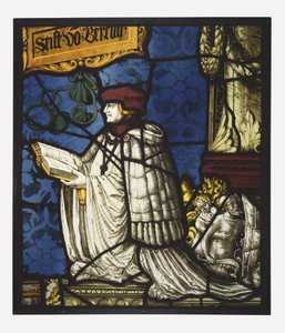En premonstratensisk kanon; ca. 1520 (pottemetall og fargeløst glass, oksidmaling og sølvbeis; bly kom) av Hans Holbein der Jüngere
