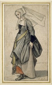 A Young English Woman, 1500-tallet (penn og blekk og wc på papir) av Hans Holbein der Jüngere