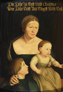Veldedighet eller kunstnerens familie, ca. 1528 av Hans Holbein der Jüngere