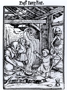 Death Taking a Child, fra 'Dance of Death'-serien, gravert av Hans Lutzelburger, ca. 1526-8 av Hans Holbein der Jüngere