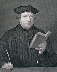 Martin Luther (1483-1546), gravert av W. Holl, fra 'World Religion', utgitt av A. Fullarton und Co. av Hans Holbein der Jüngere