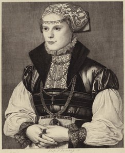 Portrett av en kvinne i klær fra 1500-tallet av Hans Holbein der Jüngere