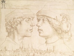 Portraits of Two Youths, a Dwarf and a Townscape, ca. 1514 (silverpoint) av Hans Holbein der Jüngere