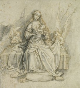 Madonna og barn (penn og brunt blekk med blyant på papir) av Hans Holbein the Elder
